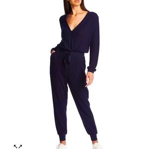 1. STATE COZY PULL ON NAVY LONG SLEEVE WAFFLE JUMPSUIT S